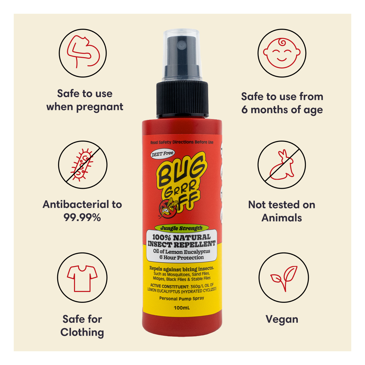 Natural Insect Repellent 100ml Jungle Strength Spray 3 Pack