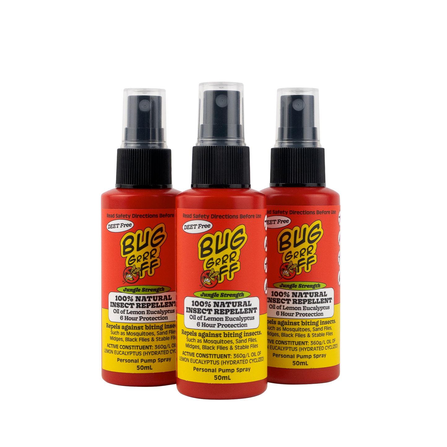 Natural Insect Repellent 50ml Jungle Strength Spray 3 Pack